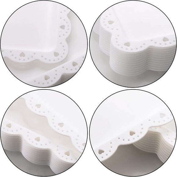 12 Pack White Plastic Serving Tray with Lace Rim, Rectangle Food Trays, Disposab - Picture 4 of 6